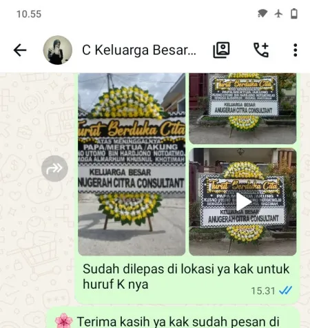 Pengiriman Papan Bunga Duka Benda Baru